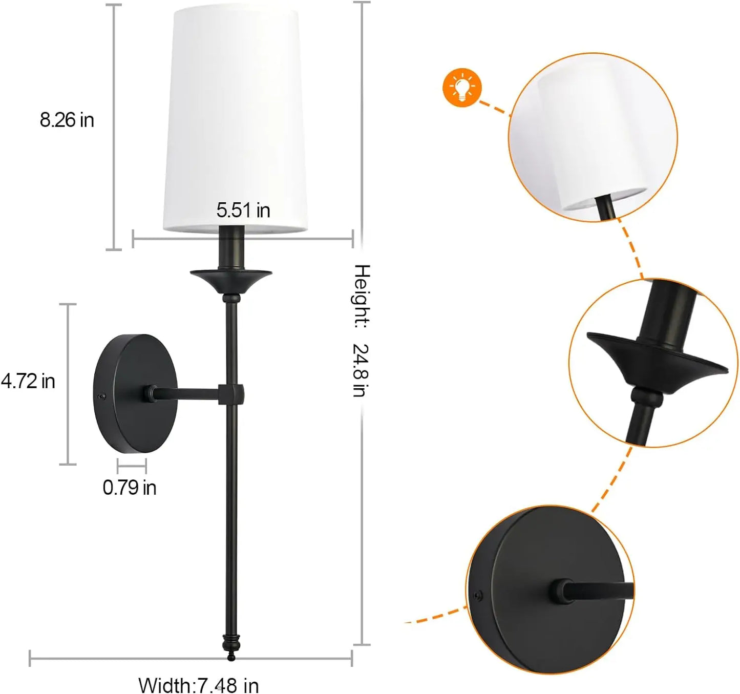 Wireless Battery-Powered Wall Lamps in /, Remote Control Bedroom Lights, Rechargeable Multi-Color Bulbs for Living Room, Bedroom & Hallway