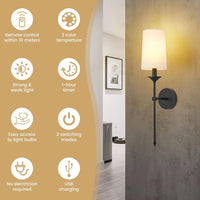 Wireless Battery-Powered Wall Lamps in /, Remote Control Bedroom Lights, Rechargeable Multi-Color Bulbs for Living Room, Bedroom & Hallway